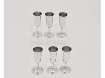 Set Of Six Webster Company Sterling Silver Slim Cordials 2.885 Ozt
