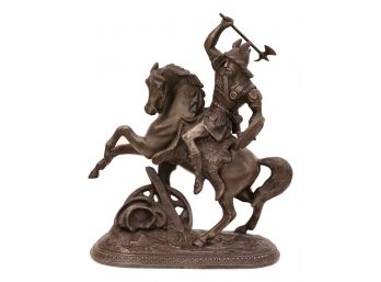 Statue Of A Spaniard Warrior On A Rearing Horse