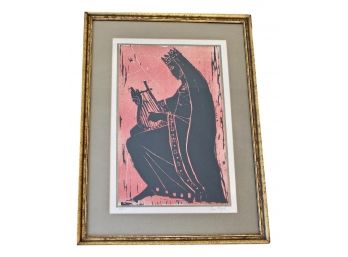 Nissan Engel 'King Playing Lyre' Lithograph EST. $225