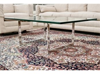 Glass Coffee Table With Mirrored Chrome Legs
