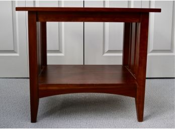 Ethan Allen Wooden Side Table With Bottom Shelf