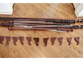 Various Size Curtain Rods With Wood Supports