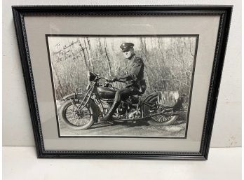 Original Photo Of Ct State Policeman On Indian Motorcycle