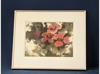 Watercolor Painting Of Flowers Signed 'Lauffer'