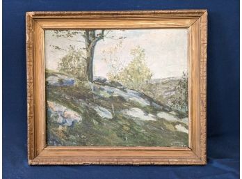 Signed 1922 Impressionist Hilltop Oil On Canvas Landscape Painting