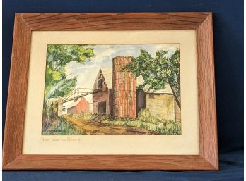 Signed Watercolor Painting Titled 'Private' Bridge Near Rutland VT