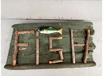 Hand Made Wooden 'fish' Sign