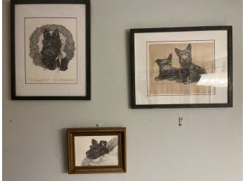 Four Signed Scottie Drawing