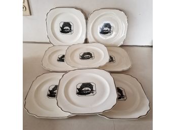 Set Of 8 Harker Pottery 8.5 Dinner Plates