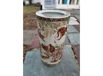 Vintage Handpainted Chinoserie Umbrella Stand