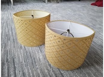 Pair Contemporary Lamp Shades With Rhinestone Accents