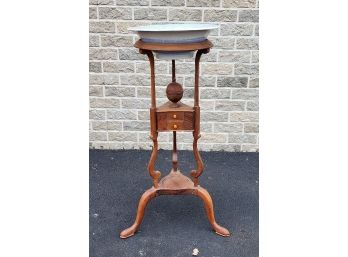 Antique Mahogany George III Shaving Stand W/ TJ & J Mayer Basin Bowl