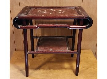 Vintage Chinese Red Rosewood Mother Of Pearl Inlaid Occasional Table, 1980s