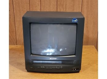 Vintage Sharp Model 13VT-L100 13' CRT TV VCR Combination ~ Tested To Power On