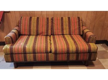 Vintage 1970s Striped Material Loveseat Sofa