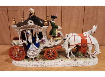 Antique German Kister Scheibe-Alsbach Figural Horse Carriage Porcelain Grouping C1910