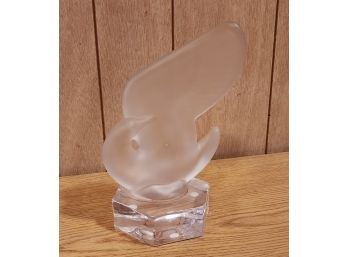 Frosted & Clear Glass Dove Sculpture Cristalleries De Vannes-le-Chtel, France 1960s