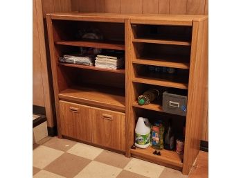 1980s Oak Paper Veneer Over Press Stereo Cabinet Unit ~ AS IS ~