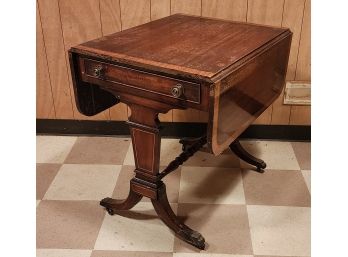 Regency Style Banded Mahogany 1950s Drop Side Small Dining ~ Occasional Table ~ AS IS