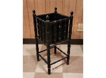 Painted Black Faux Bamboo Wood English Style Planter Table