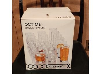 Brand New In Box ~ Never Opened ~ Set 18 Luminarc Octime Glasses