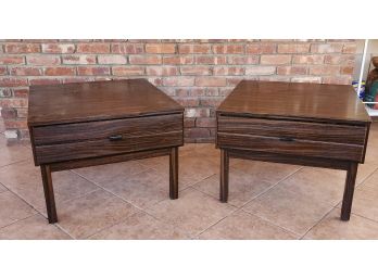 Pair Mid Century Rosewood American Of Martinsville Single Drawer End Tables, 1960s