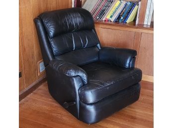 Lane Furniture Black Vinyl Recliner ~ AS IS ~ Worn ~ 1/2