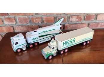 2 Misc Hess Toy Trucks ~ 1987 Bank & 1999 Space Shuttle