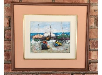 Signed Jorge Vega Iman (Peruvian) Oil On Canvas Nautical Painting