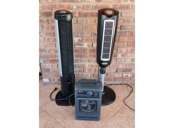 Misc 2 Rotating Floor Fans & Electric Heater