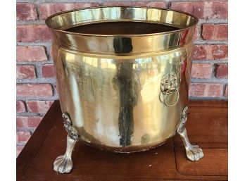 20th Century Brass Footed English Fireplace Cauldron Pot