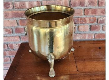 20th Century Brass Footed English Fireplace Cauldron Pot