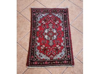 Small Antique Hand Woven Throw Rug Carpet