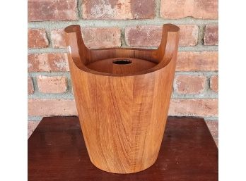 Mid Century Danish Teak Ice Bucket By Nessin, Orange Insert, C1960s