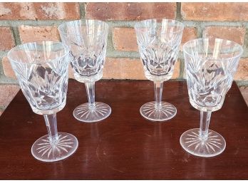 Set 4 Waterford Cut Crystal Footed Stemware Glasses