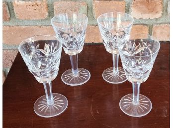 Set 4 Waterford Cut Crystal Footed Stemware Glasses