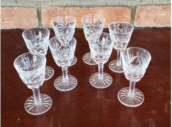 Set 8 Waterford Cut Crystal Footed Cordial Liqueur Shot Glasses