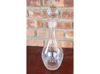 Vintage Mid Century Etched Crystal Glass Decanter With Stopper