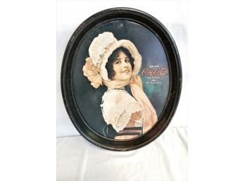 Vintage 70's Metal Oval Coca-Cola  Betty Girl 1914 Serving Tray