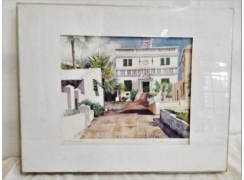 Vintage Framed 'the State House Bermuda' Signed Print Artist Jill Amos Raine