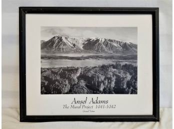 Framed Black And White Print View Across River Valley Grant Teton