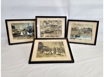 Lot Of Vintage Framed Lionel Barrymore Gold Etch Prints