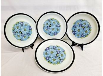 Vintage Blue Shasta Hand Decorated Stoneware Dinner Plates Designers Collection