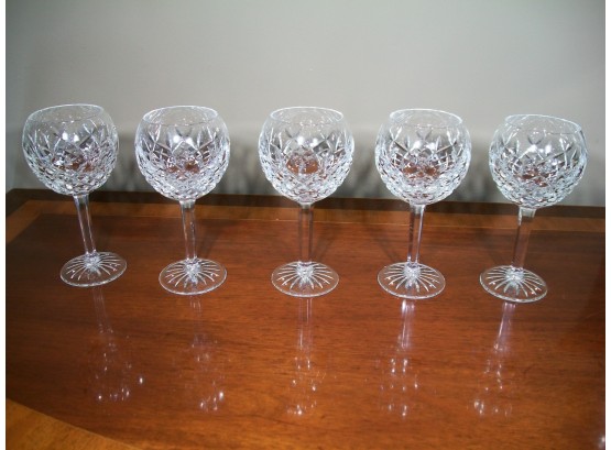 Set Of 5 Waterford Crystal -  Lismore Pattern -  Wine Glasses / Goblets