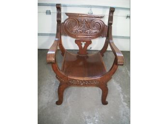 Antique Victorian Arm Chair - Beautifully Carved Oak - Nice Finish