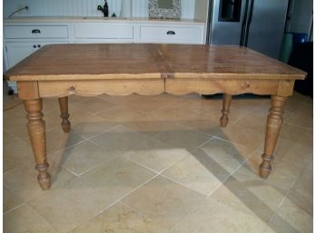 Great Pine Farm Table W/2 Drawers & 1 Leaf - Antique Style 'Scrubbed Pine'