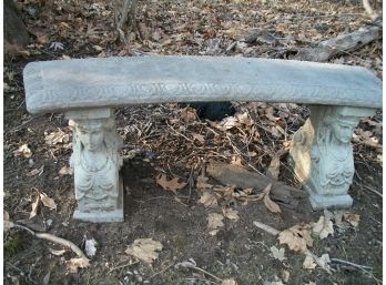 Absolutely Stunning Stone Garden Bench W/ 'Victorian Faces'
