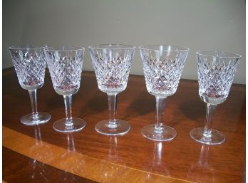 5 Waterford Crystal Lismore Pattern Water / Wine Glasses