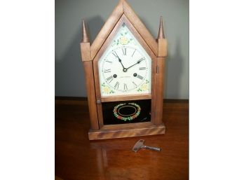 Handsome Vintage Seth Thomas Walnut Steeple Clock W/ Key
