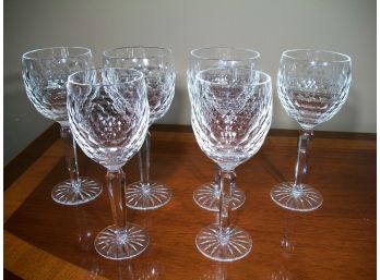 'Waterford Quality' Set Of 6 Crystal Water/ Wine  Glasses (Unsigned)